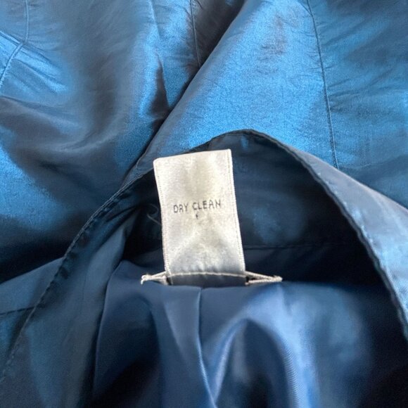 Chico's Womens Size 2 Blue Shimmer Zip Jacket Ruched Sleeve Lightweight Pockets - Picture 4 of 7